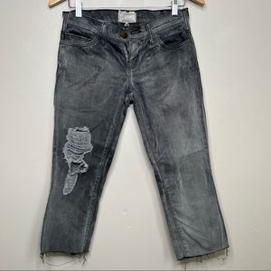 Current/Elliot The Skinny Bleach Out Destroy Jean Capri Ankle Cropped Size 25